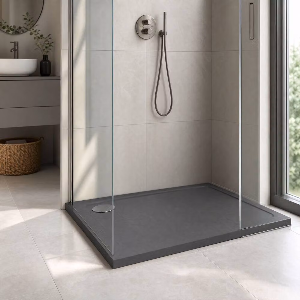 Balterley Contemporary Rectangular Anti-Slip Shower Tray, Grey, W: 100 cm, D: 90 cm – 4