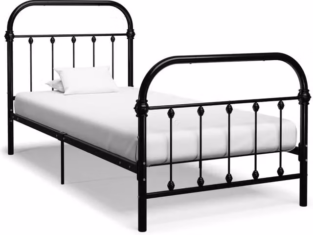 Berkfield Home Black Metal Bed Frame W/D/H: 90 x 200 cm