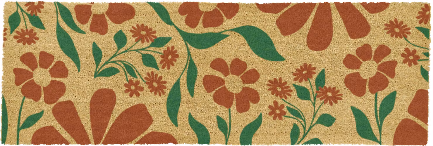 Artsy Mats Red and Green Floral Pattern Coir Doormat, Brown, W/D: 120 x 40 cm – 3
