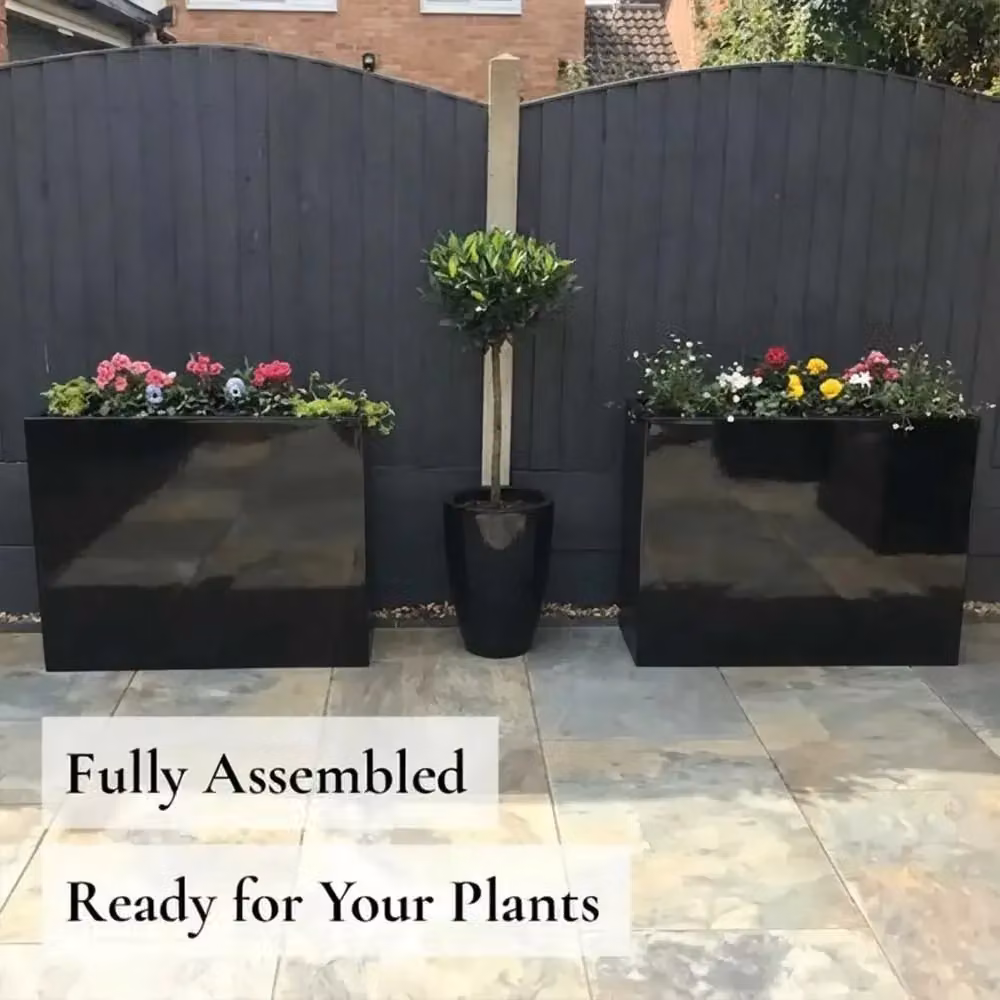 Access Garden Products Galvanised Steel Trough Planter, Black, W: 25 cm, L: 90 cm, H: 60 cm – 9