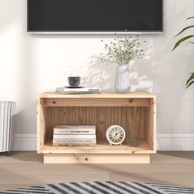 Berkfield Home Rustic Solid Wood Pine TV Cabinet in Brown, W/D/H: 60 x 35 x 35 cm