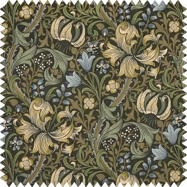 House of Hackney Golden Lily Velvet Fabric in Green