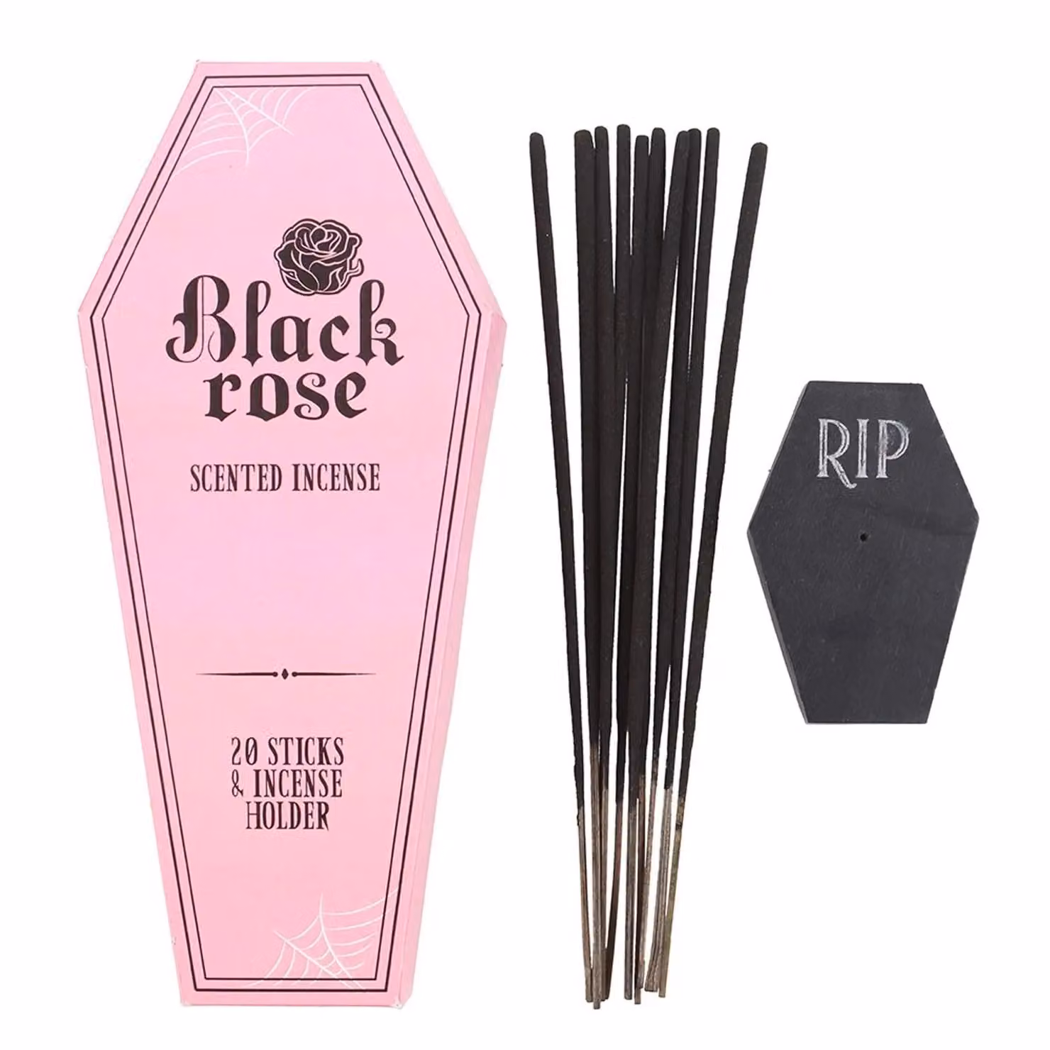 Something Different Black Rose Coffin Incense Stick Holder with 18 Sticks – 2
