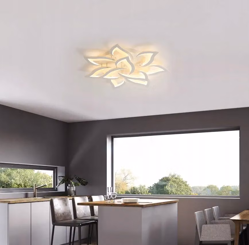 COMELY Modern Petal LED Ceiling Light, Warm White 3000K, White, Diameter: 80 cm – 3