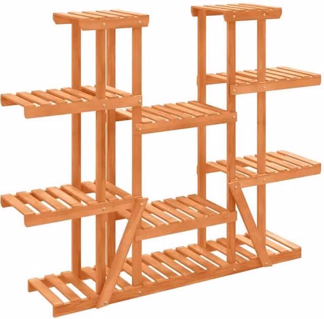 Berkfield Home Retro Solid Wood Fir Flower Stand, Brown, W/D/H: 25 x 110 x 110.5 cm – 1