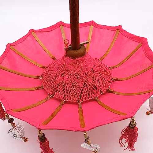 Serenityy Bali Home Decor Pink Cotton Tabletop Parasol – 4