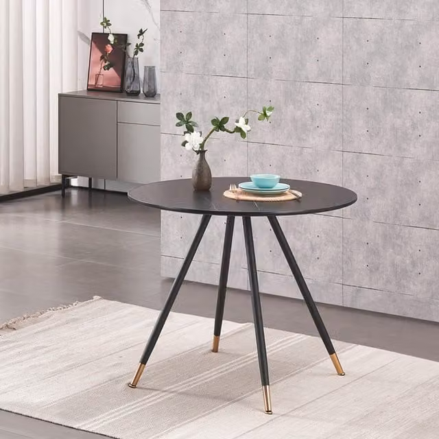 Life Interiors Dorchester LUX Rectangular Marble Dining Table in Black and Gold