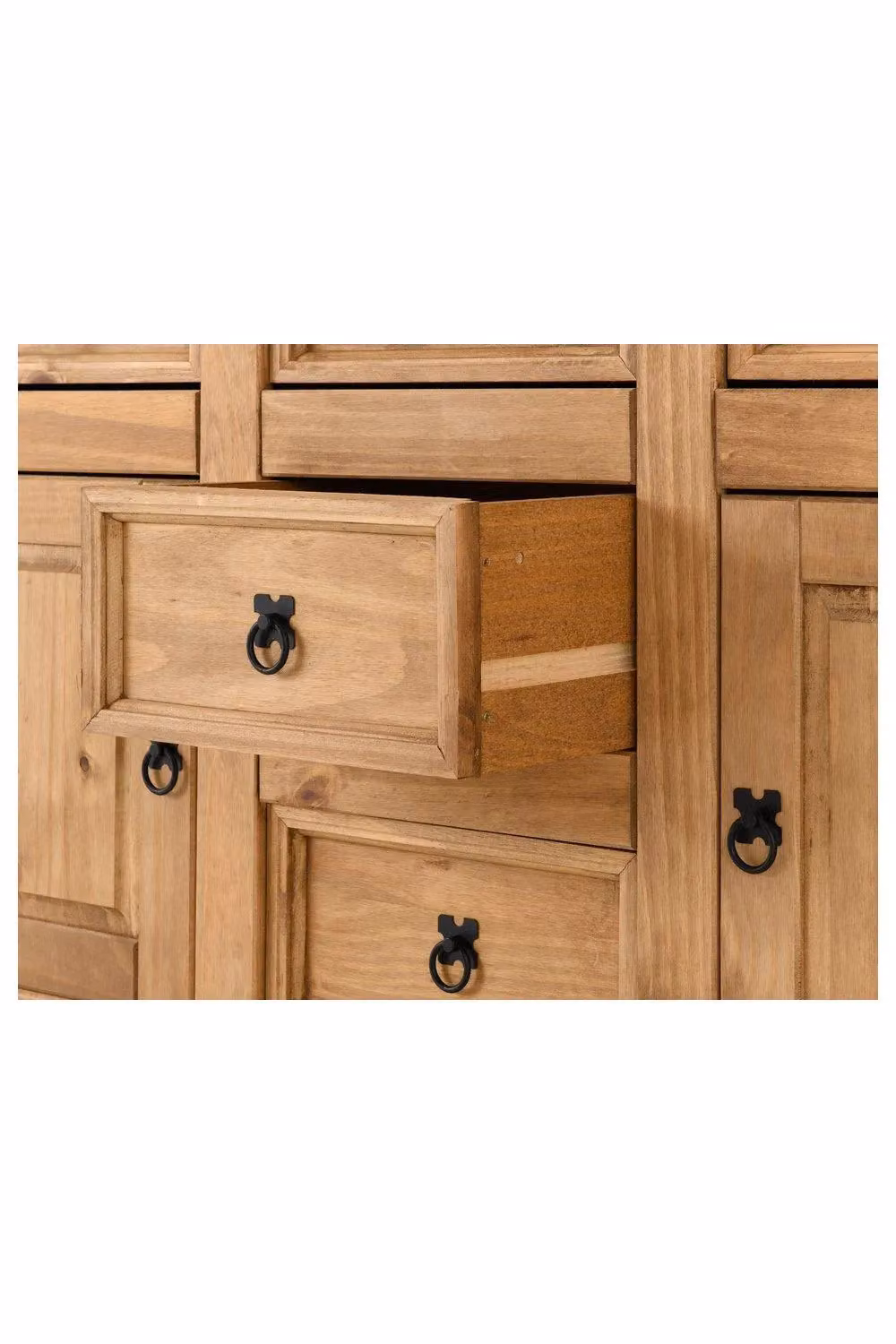 Seconique Corona 2 Door 5 Drawer Sideboard in Brown Waxed Pine – 4