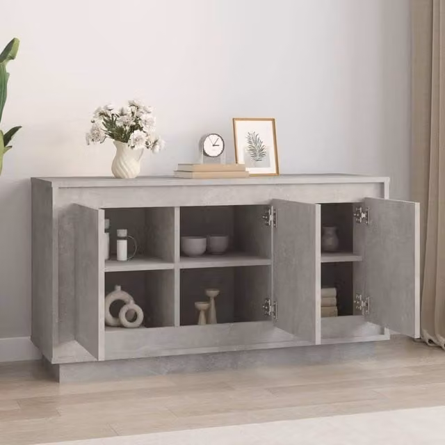 Berkfield Home Modern Sideboard in Concrete Grey, W/D/H: 102 x 35 x 55 cm