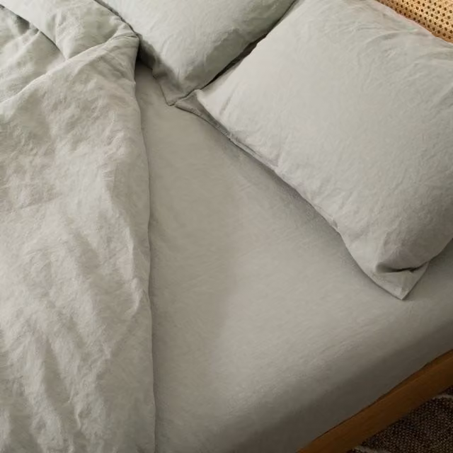 Native Natural Sand 100% Linen Single Fitted Sheet W/D/H: 90 x 190 cm – 1