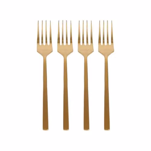 Argon Tableware Gold Stainless Steel Cake Forks, Set of 4, 15cm