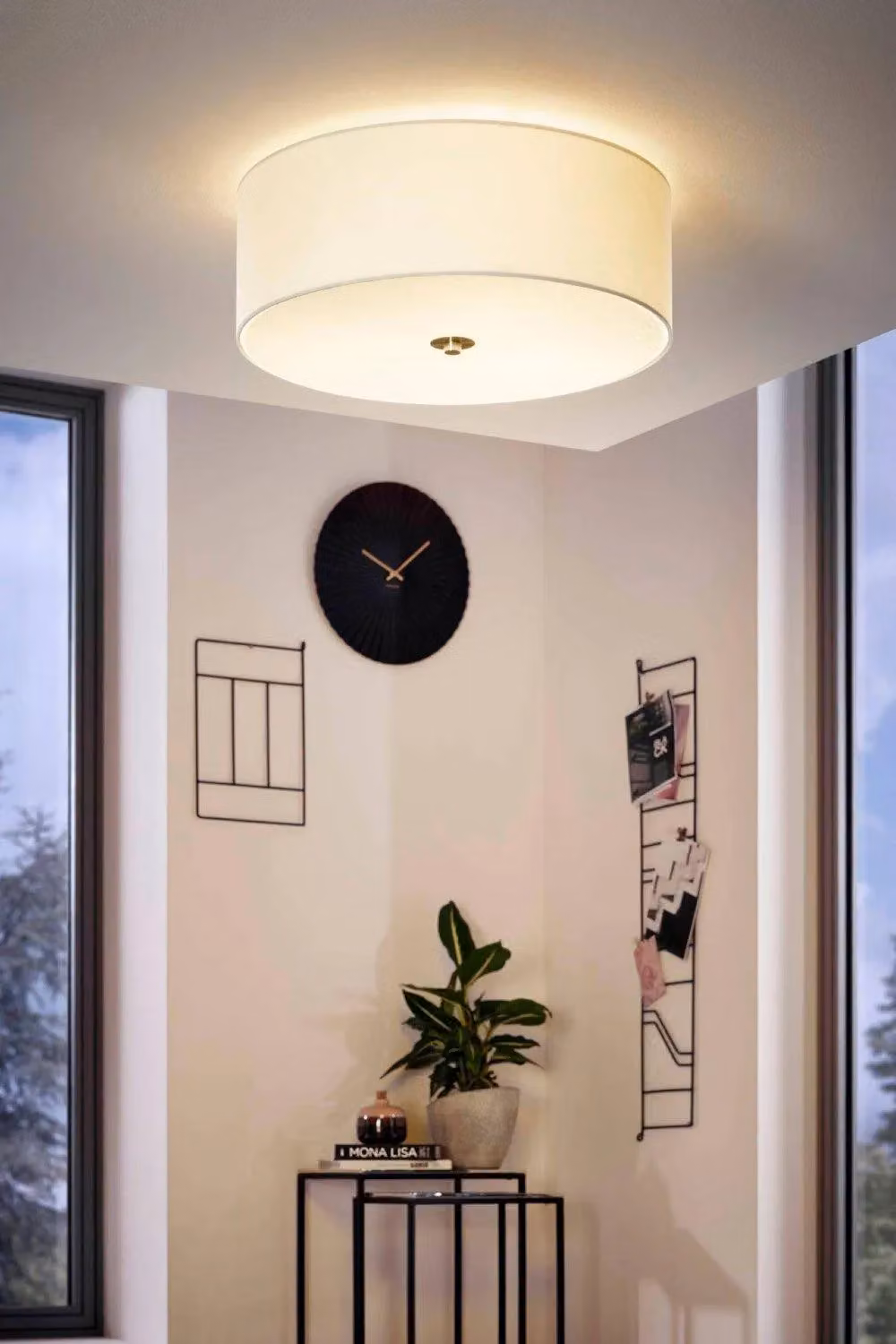 Eglo Pasteri White Fabric 3-Light Flush Ceiling Light, Diameter: 47.5 cm – 2