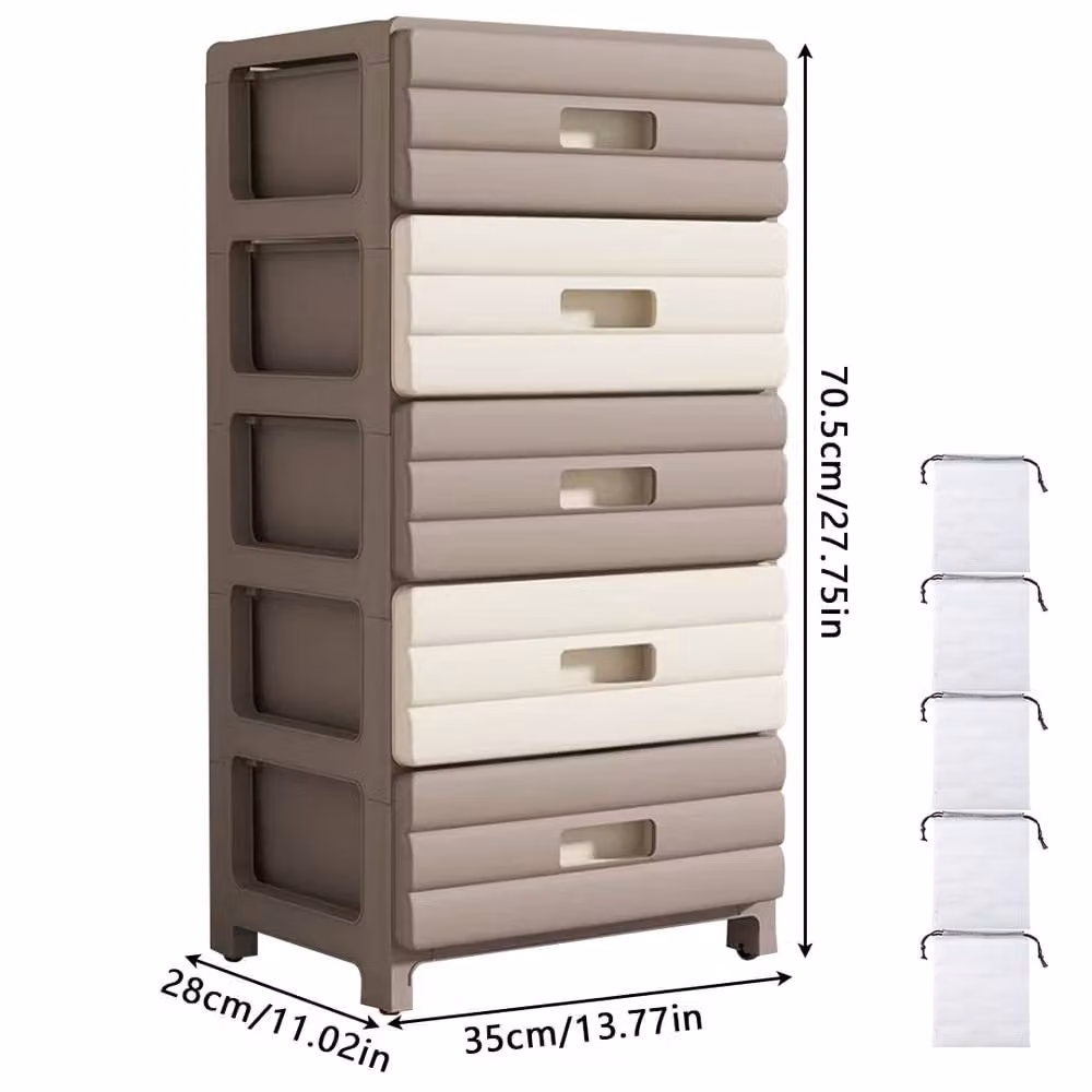 FORGEVIO Brown 5-Drawer Plastic Desktop Storage Organiser – 2