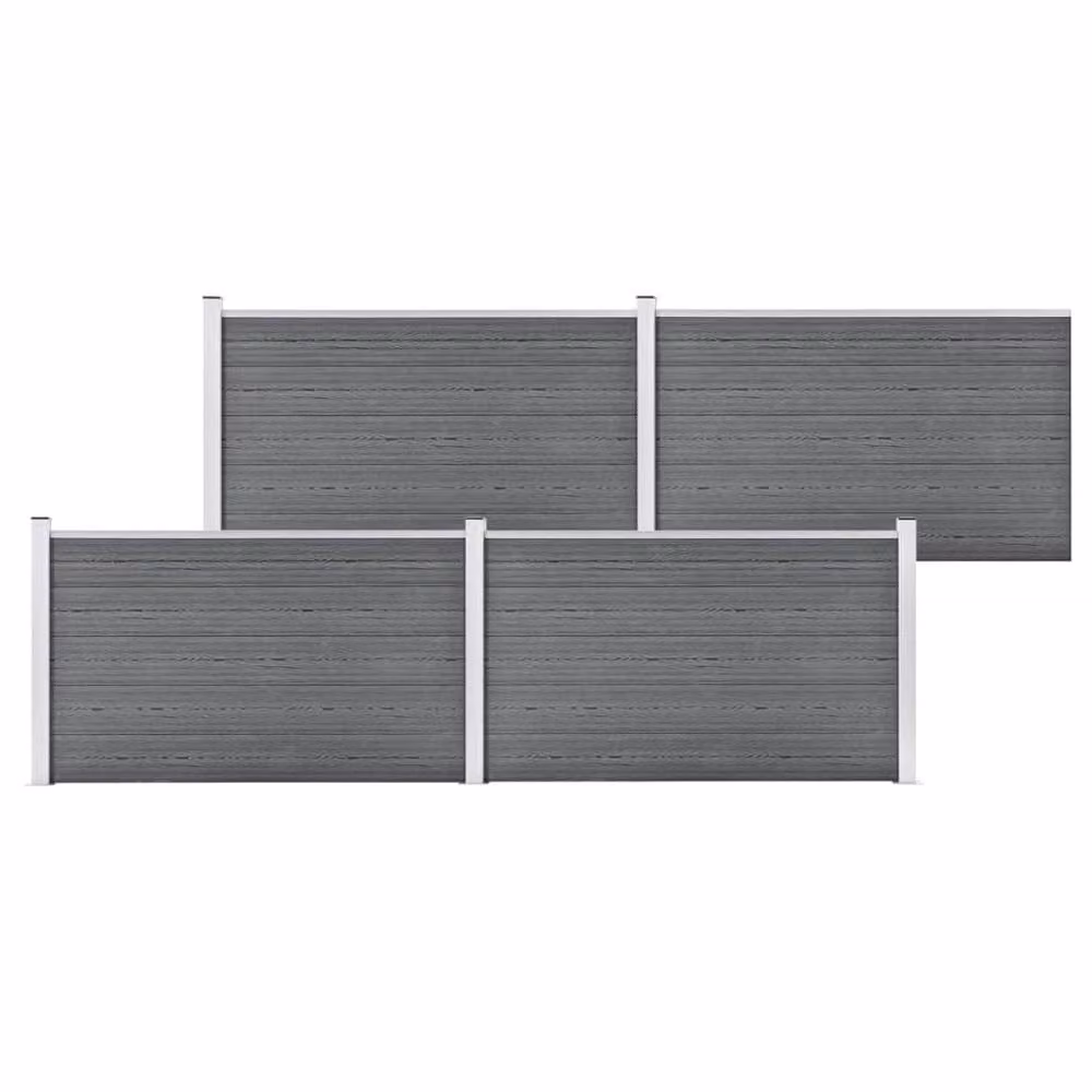 Berkfield Home Garden WPC and Aluminium Fence Board, Grey, W: 699 cm, H: 106 cm – 2