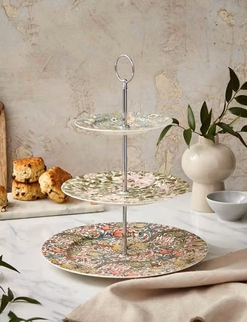 Morris & Co Multicolour Floral Patterned Round Porcelain Cake Stand