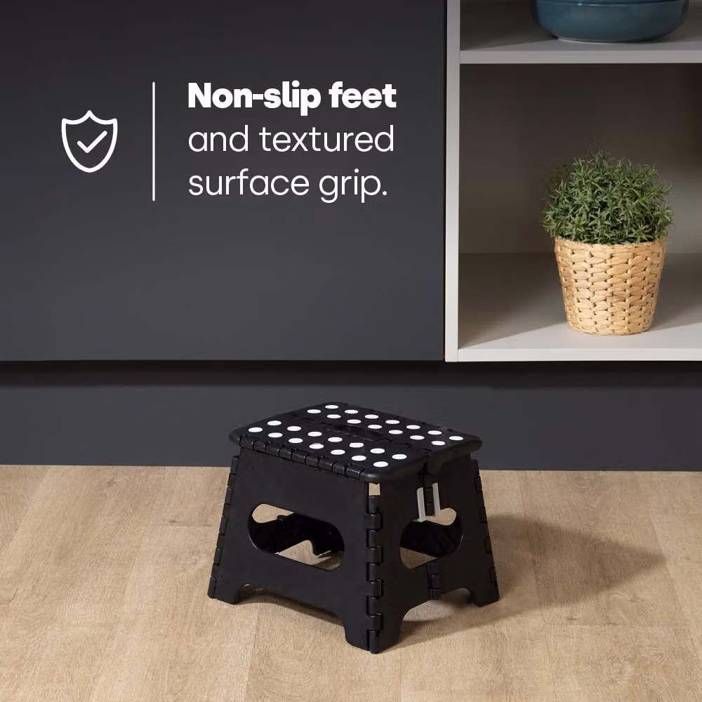 LIVIVO 9 Inch Folding Step Stool, Black, 150kg Capacity – 3