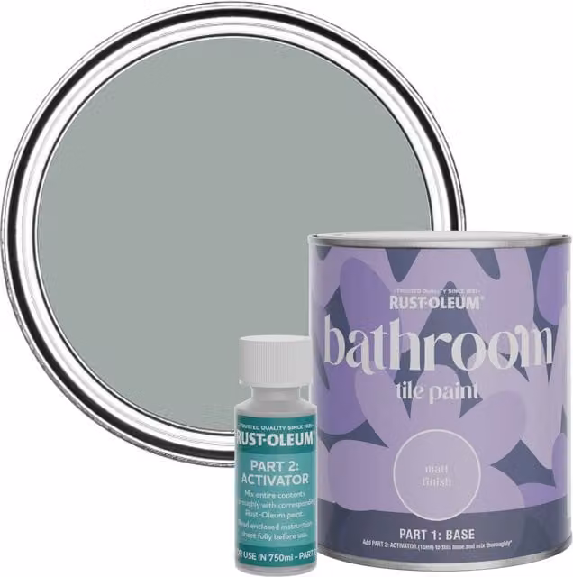 Rust-Oleum Matt Finish Bathroom Tile Paint in Pitch Grey, 0.75 l
