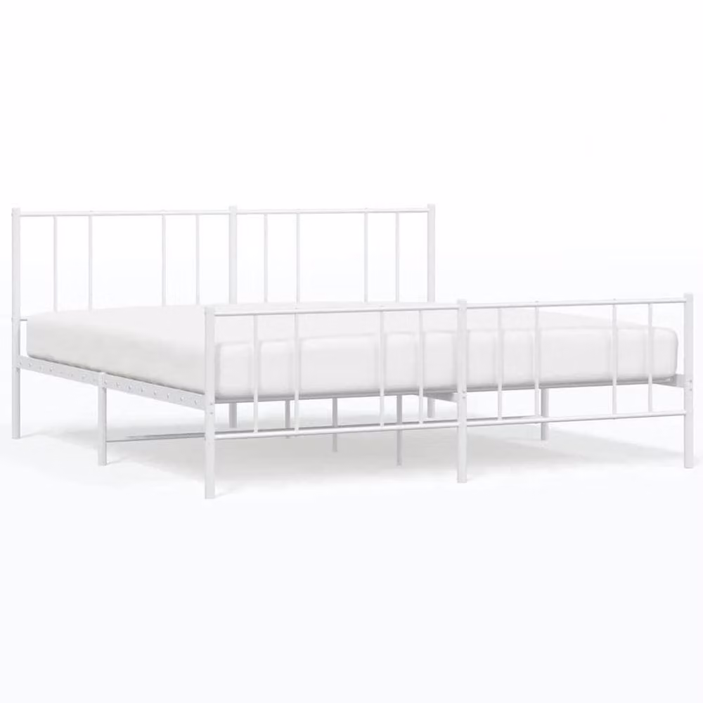Berkfield Home Metal Bed Frame with Headboard and Footboard in White, W/D/H: 193 x 198 x 90 cm – 2