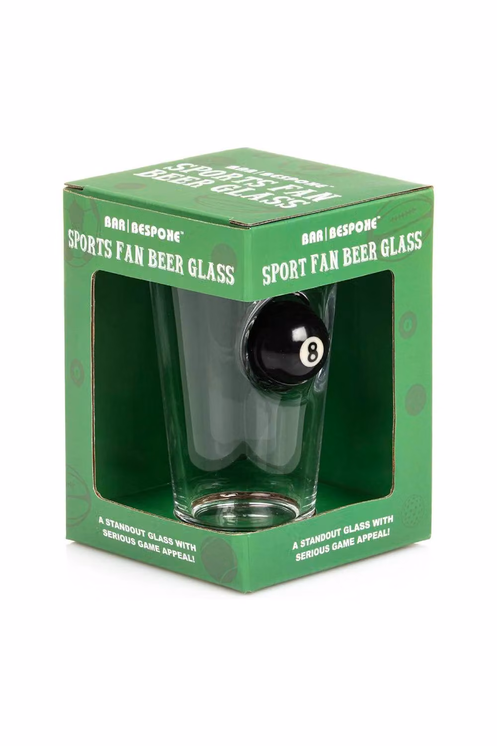 Bar Bespoke Set of 2 Sports Fan Pool Ball Pint Glasses, 400ml, Clear – 3