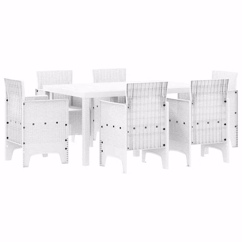 Berkfield Home 7 Piece White Poly Rattan Garden Dining Set – 2