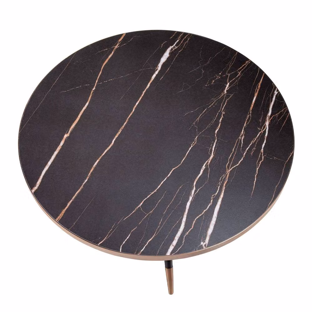 Angel Cerda Round Coffee Table with Black Ceramic Marble Top, Diameter: 90 cm, Height: 30 cm – 5