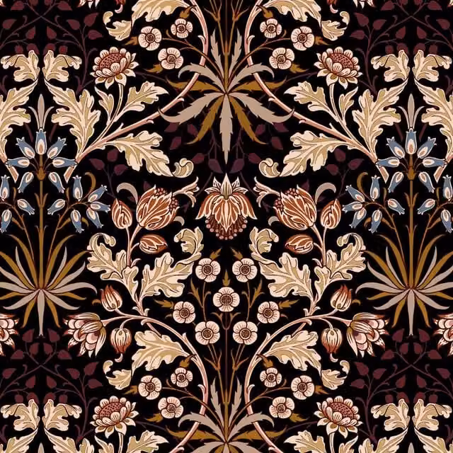House of Hackney Hyacinth Art Nouveau Floral Botanical Wallpaper Sample in Black and Multicolour