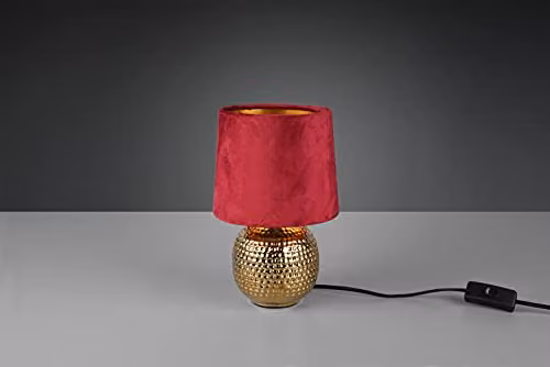Trio Leuchten Sophia Modern Table Lamp in Gold and Red with Fabric Shade – 2