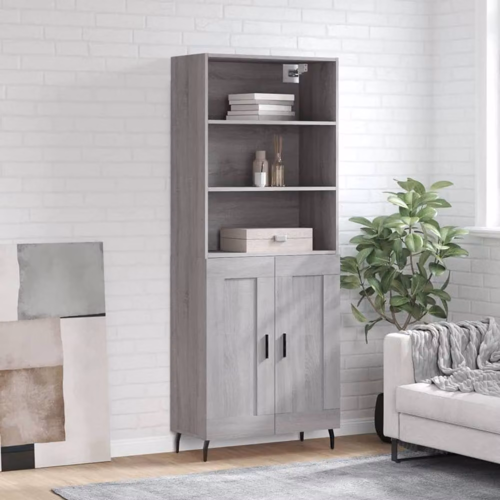 Berkfield Home Sonoma Highboard in Grey, W/D/H: 69.5 x 34 x 180 cm – 2