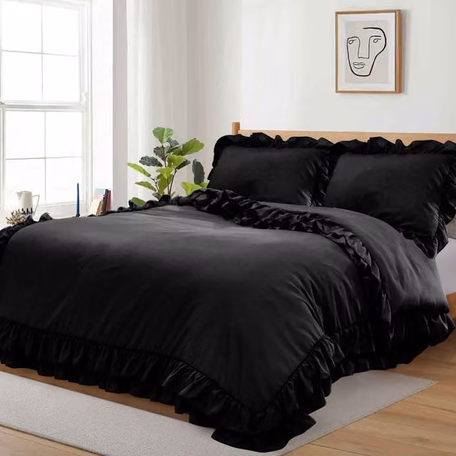 Cotton Passion Black Microfibre Duvet Cover Set, W/D/H: 140 x 200 cm