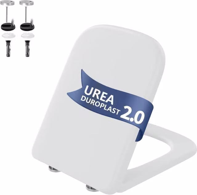 London Boutique White E-Shape Soft-Close Toilet Seat with Removable Lid and Quick Release Function