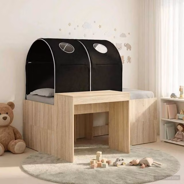 Berkfield Home 3-Piece Bed with Tunnel in Artisan Oak and Black Engineered Wood, Brown – 1