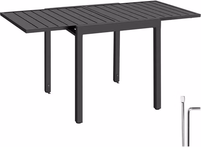 tectake Campos Extendable Aluminium Garden Table in Matt Dark Grey, W/D: 70 x 70 cm – 1