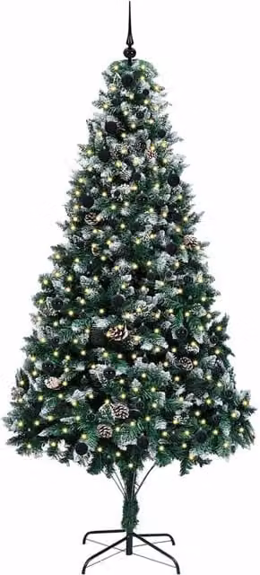 Berkfield Home Beautiful Artificial Christmas Tree with 300 LEDs and Stand, Green, H 240 cm x W 130 cm – 1