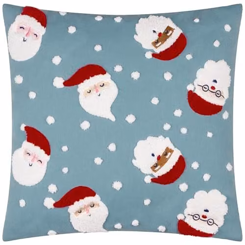 Riva Home Santa's Multicolour Velvet Polyester Filled Square Cushion, W/D/H: 45 x 45 x 45 cm