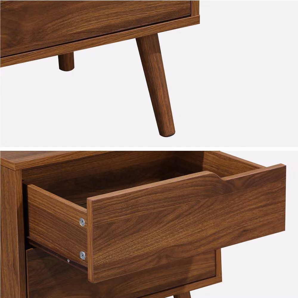 sweeek Walnut Wood-effect Bedside Table in Dark Brown – 3