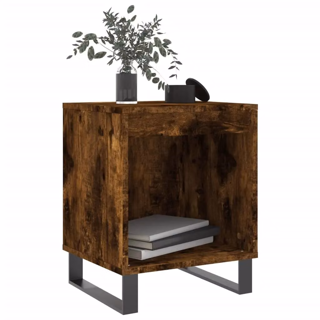 Berkfield Home Set of 2 Smoked Oak Bedside Cabinets in Brown, W/D/H: 40 x 35 x 50 cm – 2
