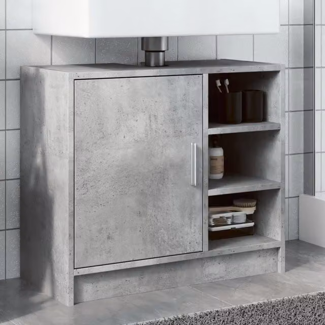 Berkfield Home Sink Cabinet in Concrete Grey, W/D/H: 63 x 29 x 55 cm – 1