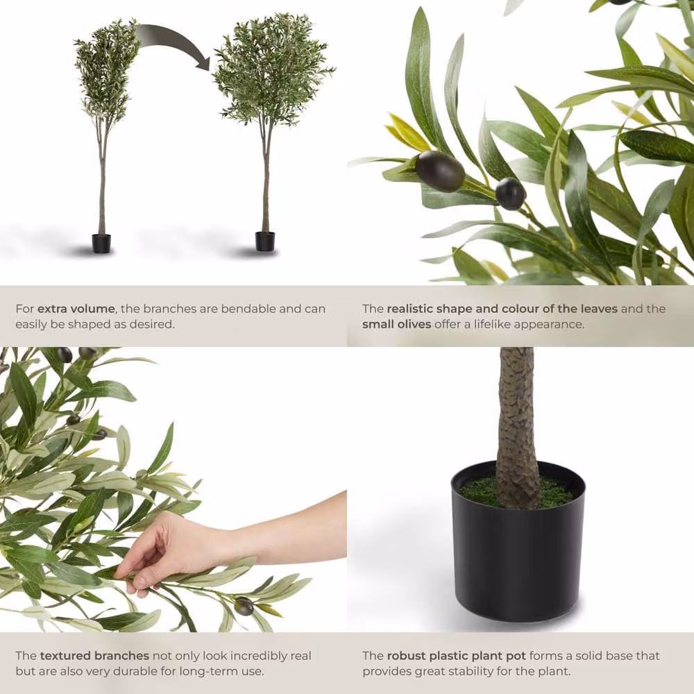 tectake Artificial Olive Tree in Green, Height: 180 cm – 4