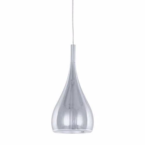 Netlighting Modern Hanging Pendant Light in Chrome and Grey with Metal Shade, E27