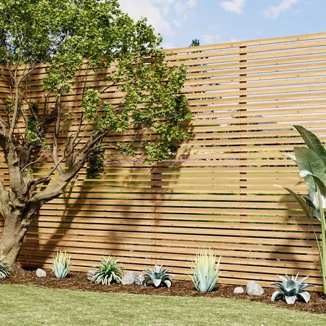 Livingandhome Single Wood Fence Gate Panel in Brown and Yellow, W/H: 180 x 180 cm