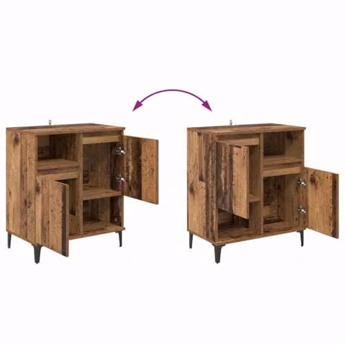 vidaXL Set of 2 Modern Sideboards in Old Wood Brown, W/D/H: 60 x 35 x 70 cm – 3