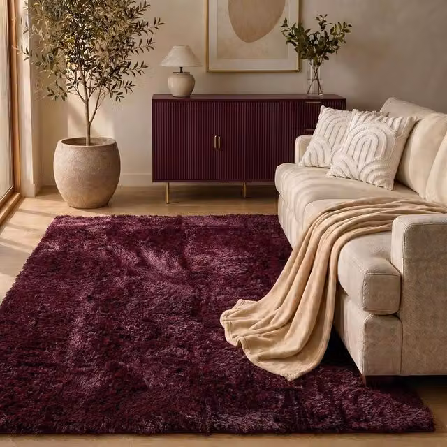 Sienna Shaggy Fluffy Red Rug, W/D/H: 120 x 170 x 4 cm – 4