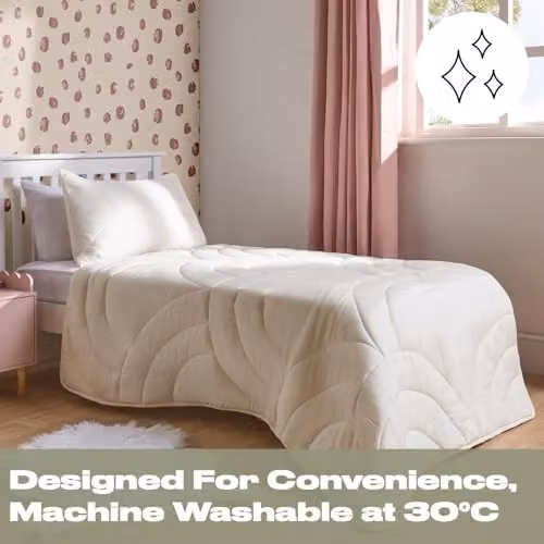 OHS Single Coverless Microfibre Duvet and Pillowcase Set, 7.5 Tog, Cream, W/D/H: 135 x 200 cm – 2