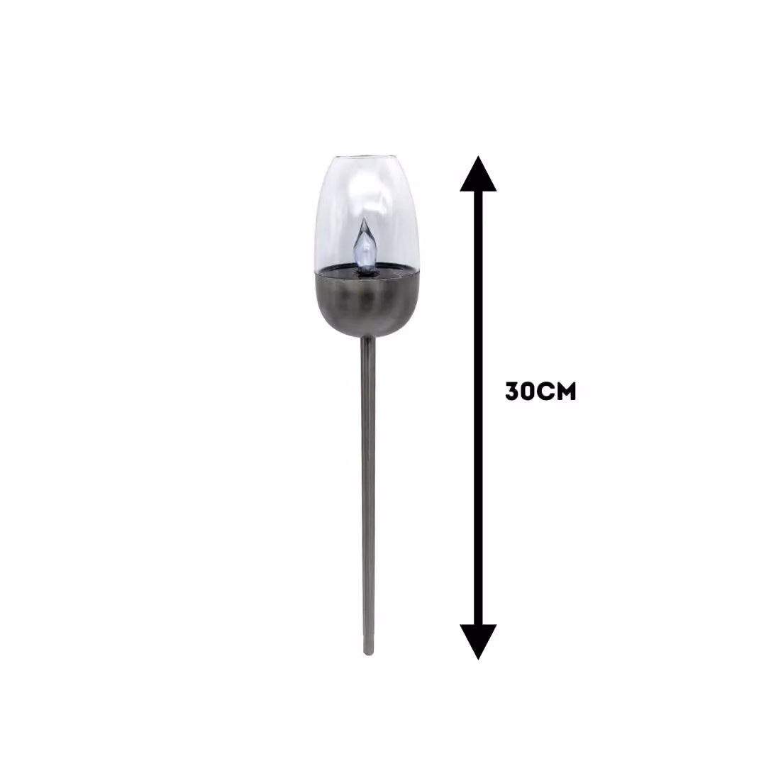 Marco Paul 2pc Waterproof Garden Solar Lights with Flickering Flame in Silver – 5