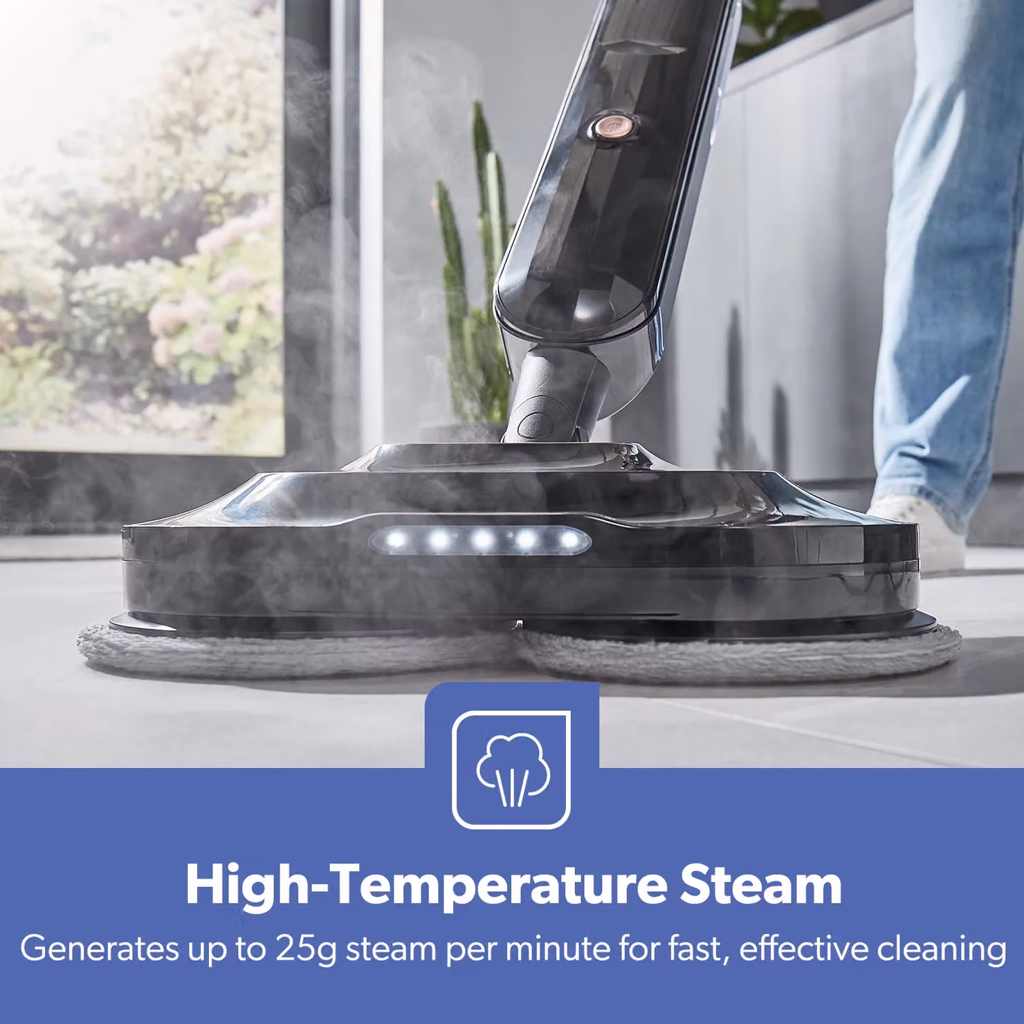 Geepas Digital Dual-Pad Steam Mop with LED Headlight in Black – 4