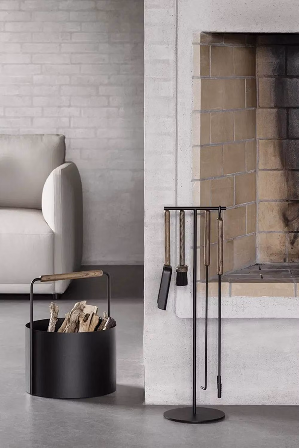 Blomus Ashi 3 Piece Steel Fireplace Tool Set with Black Oak Handle in Black – 3