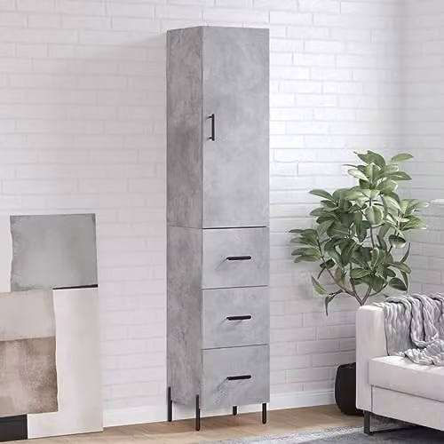 vidaXL Modern Highboard in Grey with Hinged Doors and Internal Shelves, W/D/H: 34.5 x 34 x 180 cm – 2