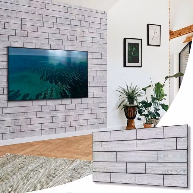 NOVECRAFTO Grey Wood Look 3D PVC Wall Cladding Panels, W: 96 cm, H: 48 cm