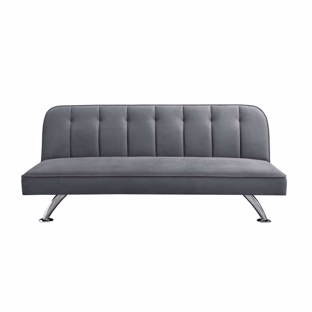 Wyld Haus Malahide Grey Velvet Tufted Single Sofa Bed – 2