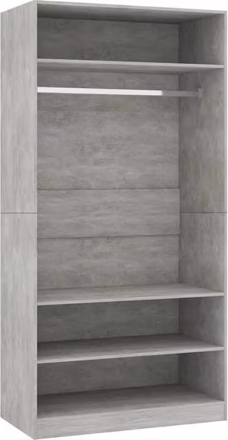 Berkfield Home Modern Concrete Grey Wardrobe with Hanging Rod and Internal Shelves, W/D/H: 100 x 50 x 200 cm – 1